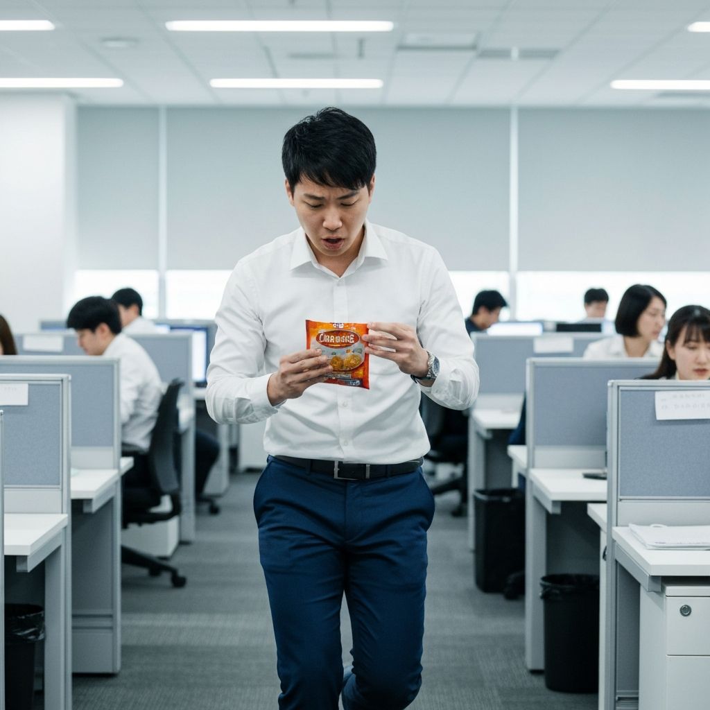 Irodai munkás szünetben ételt választ