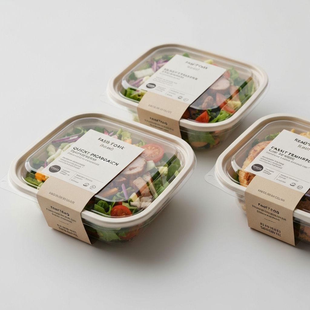 Saláta és szendvics csomagolások közelközelről